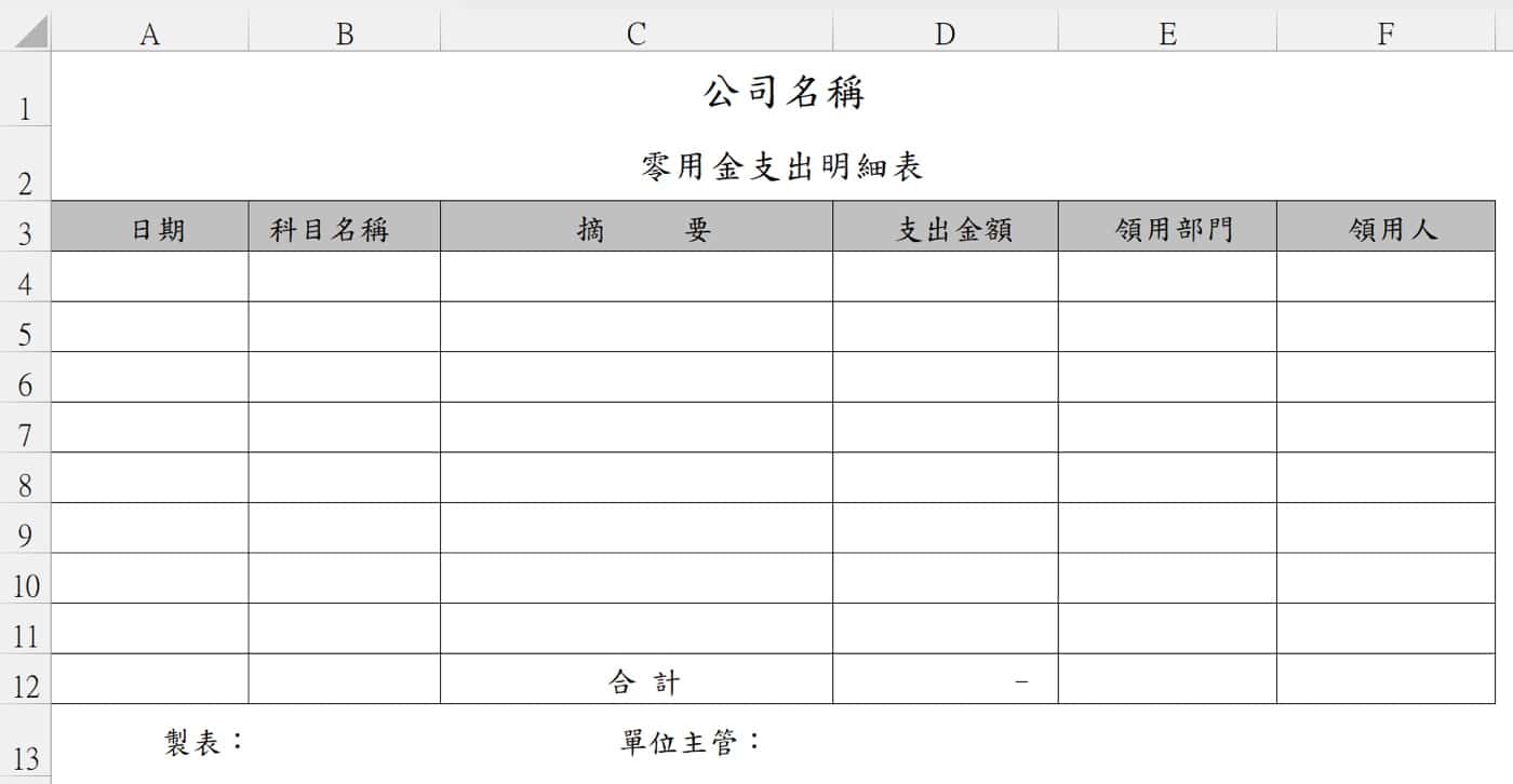 支出明細表